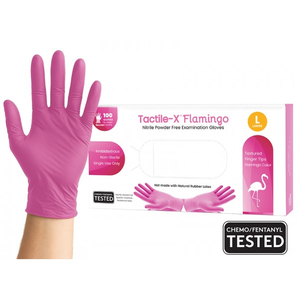 Gloves Nitrile Powder-Free Textured Flamingo (Tactile-X) - 100pcs